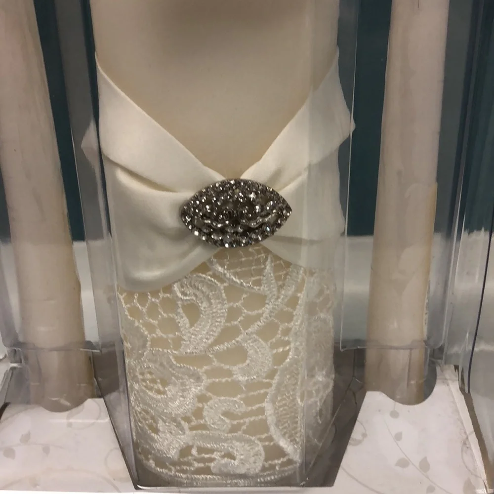 Lillian Rose Cream Lace Candle Set‎ of 3 pillar and tapers wedding ceremony